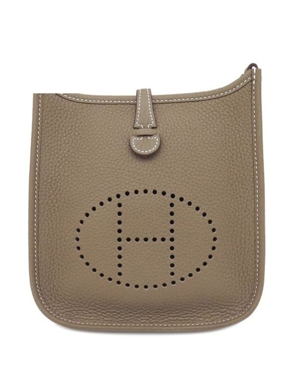 Hermes Shoulder Bag Evelyne TPM 16 Taurillon Clemence Etoupe Silver